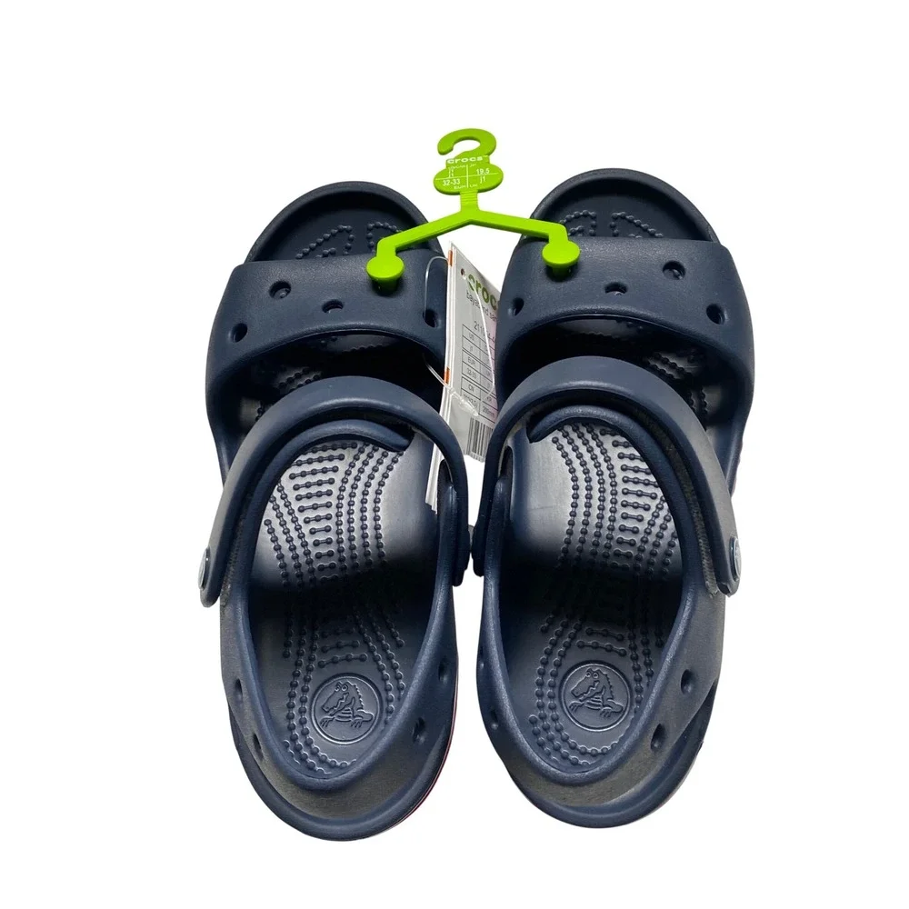 Crocs Bayaband Sandal Kids Navy‎ Blue Red Stripe Sporty Water Shoe C13 NWt